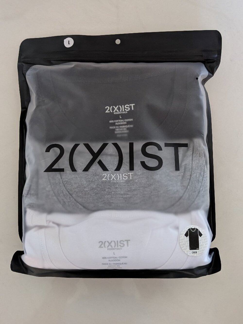 2(X)IST 3-Pack Crew Neck Undershirt (black/gray/white), Men's Size L, NWT